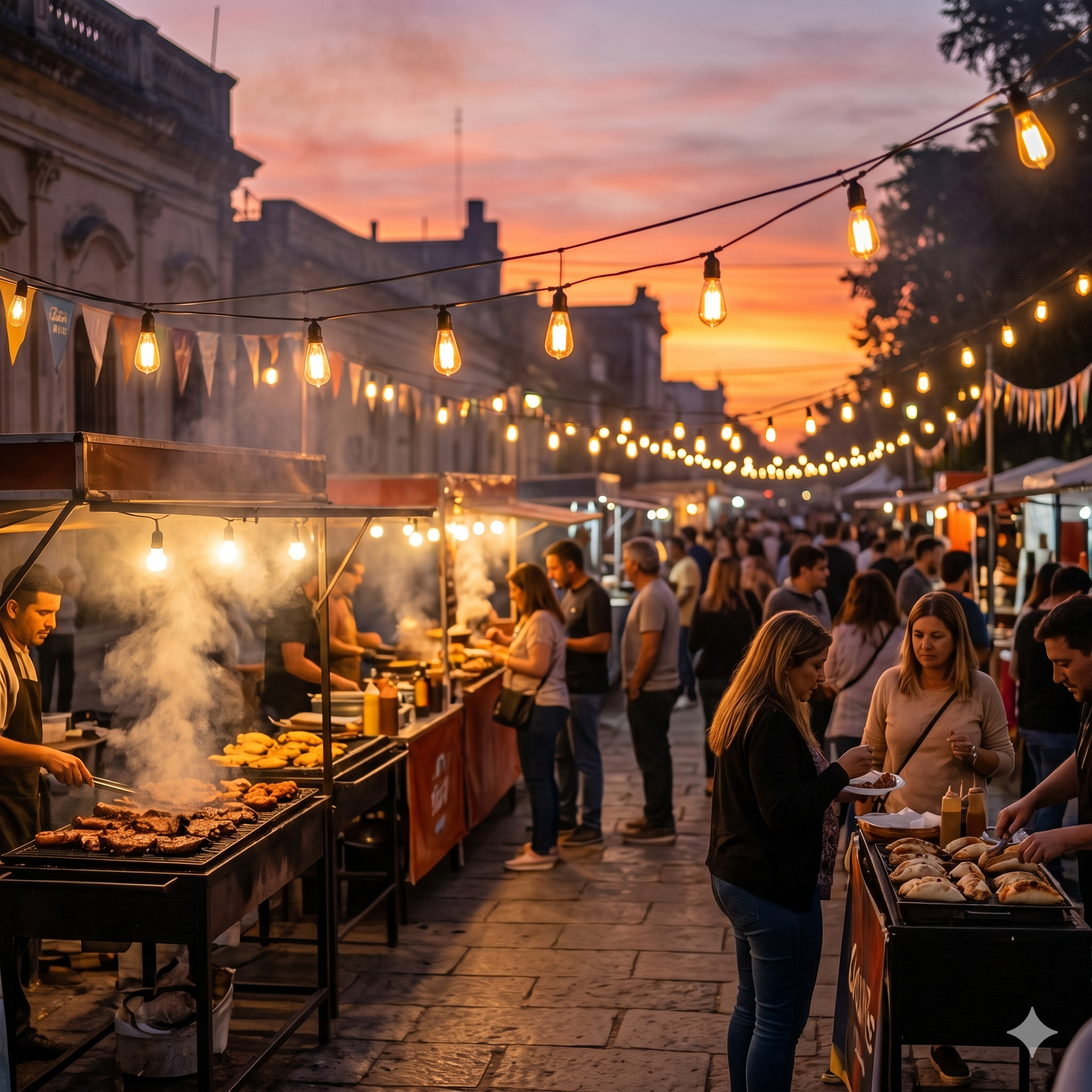 Feria nocturna con luces