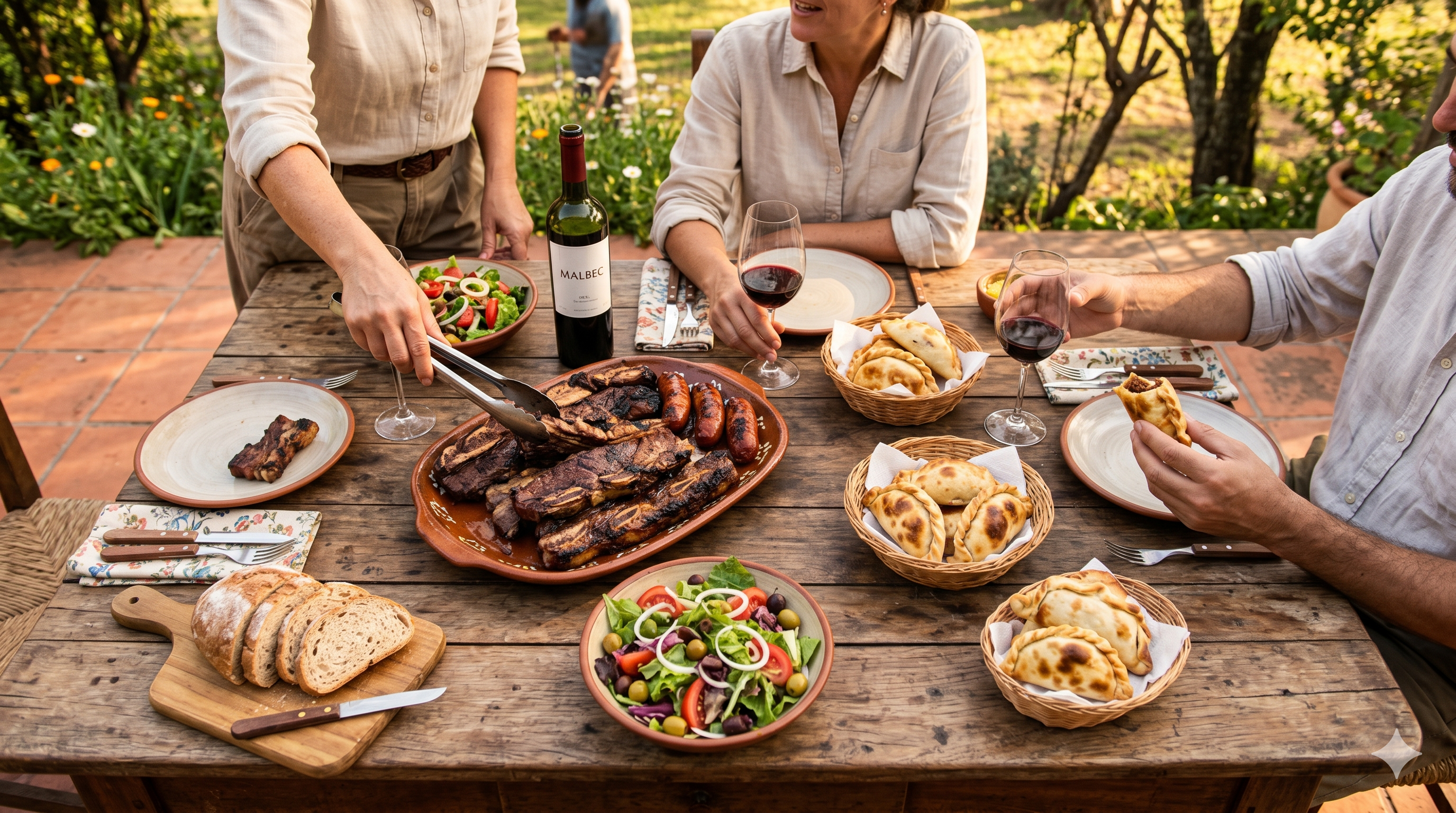 Mesa de campo con sabores de Monte Vera